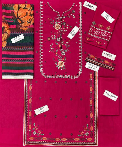 Charizma Embroidery Lawn 3Pc
